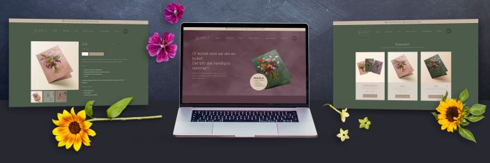 Buketkort samarbejde med frontal Lab, webdesign, webudvikling, brand identitet, blomster, kort